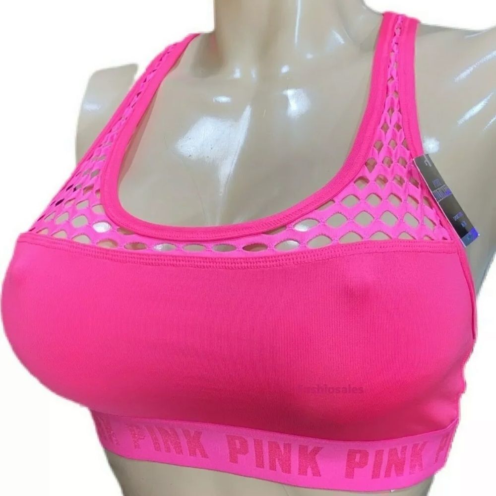 Victoria's Secret Pink Ultimate  Mesh detail Unlined Sports Bra Pink